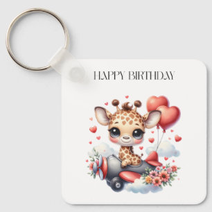Verjaardag Giraffe Piloot Sleutelhanger