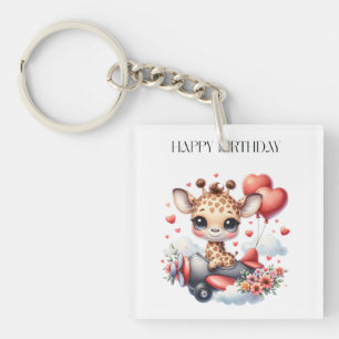 Verjaardag Giraffe Piloot Sleutelhanger