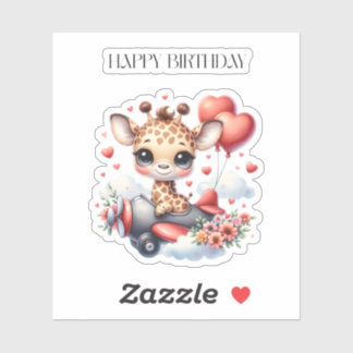 Verjaardag Giraffe Piloot Sticker