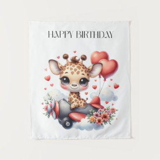 Verjaardag Giraffe Piloot Wandkleed