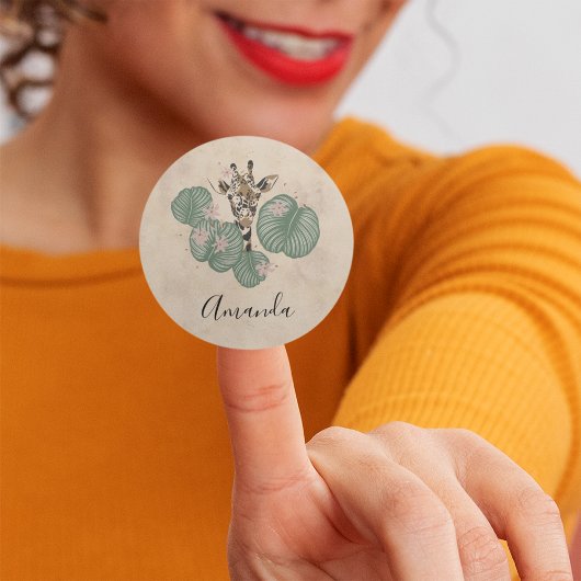Verjaardag Giraffe Safari Dier Botanisch Ronde Sticker