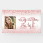 Verjaardag Girly Roos Gold Glitter Sparkle Foto Spandoek (Horizontaal)