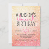 Verjaardag Glitter Roze Peach Kaart (Voorkant)