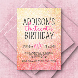 Verjaardag Glitter Roze Peach Kaart