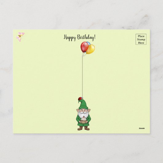 Verjaardag Gnome Briefkaart (Achterkant)