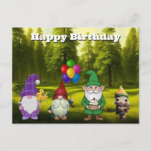 Verjaardag Gnome Briefkaart (Voorkant)