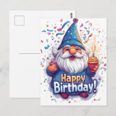 Verjaardag Gnome: Fantasievolle verjaardagsontwerp Briefkaart (Voorkant / Achterkant)