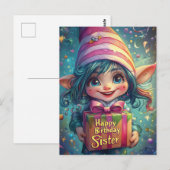 Verjaardag Gnome - Happy Birthday Sister Briefkaart (Voorkant / Achterkant)
