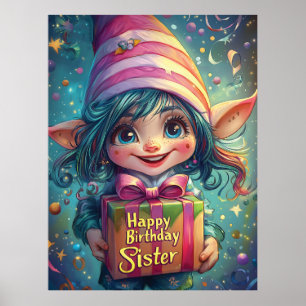 Verjaardag Gnome - Happy Birthday Sister Poster