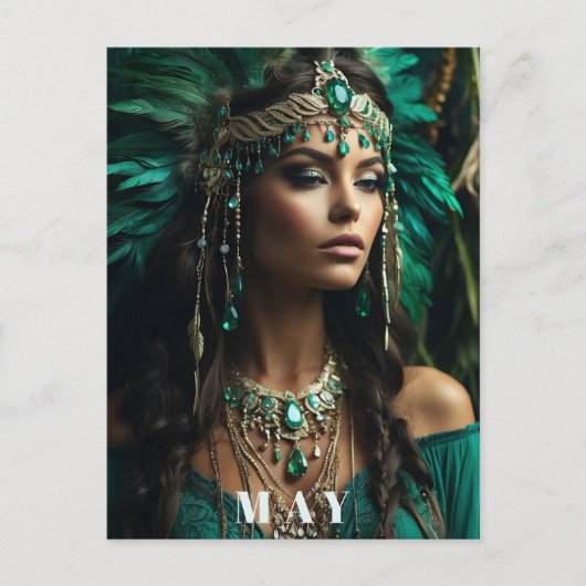 *~ VERJAARDAG GODIN Emerald Boho AP53 Briefkaart (Voorkant)