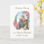 Verjaardag Godkind Katholieke Jezus met kinderen Kaart (Gele Bloem)