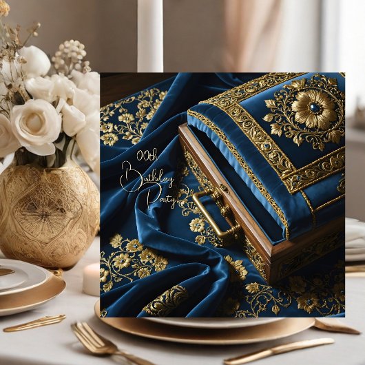Verjaardag  Gold Steel Blue Jewel Box Kaart