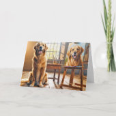 Verjaardag Golden Retrieve Canvas Kunstwerk Kaart (Voorkant)