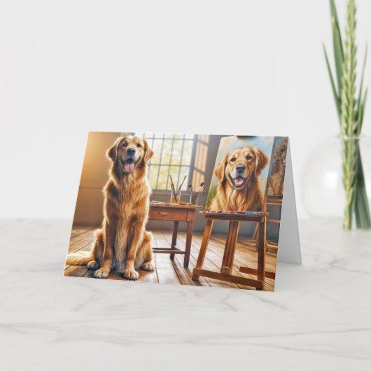 Verjaardag Golden Retrieve Canvas Kunstwerk Kaart (Voorkant)