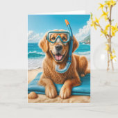 Verjaardag Golden Retrieve met snorkeluitrusting Kaart (Gele Bloem)