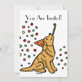 Verjaardag Golden Retriever Cartoon Uitnodigingen (Voorkant)