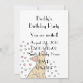 Verjaardag Golden Retriever Cartoon Uitnodigingen (Achterkant)