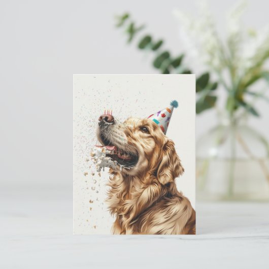 Verjaardag Golden Retriever Dog Briefkaart (Staand voorkant)
