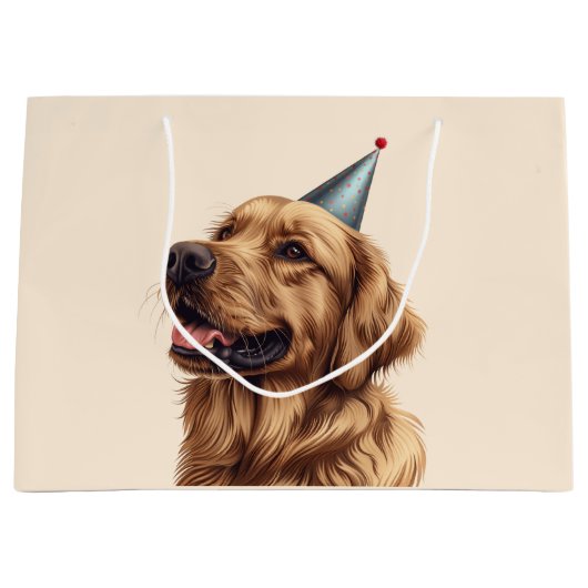 Verjaardag Golden Retriever Dog Groot Cadeauzakje (Voorkant)