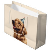 Verjaardag Golden Retriever Dog Groot Cadeauzakje (Voorkant Gekanteld)