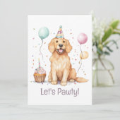Verjaardag Golden Retriever Dog Kaart (Staand voorkant)