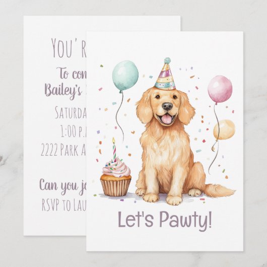 Verjaardag Golden Retriever Dog Kaart (Voorkant / Achterkant)