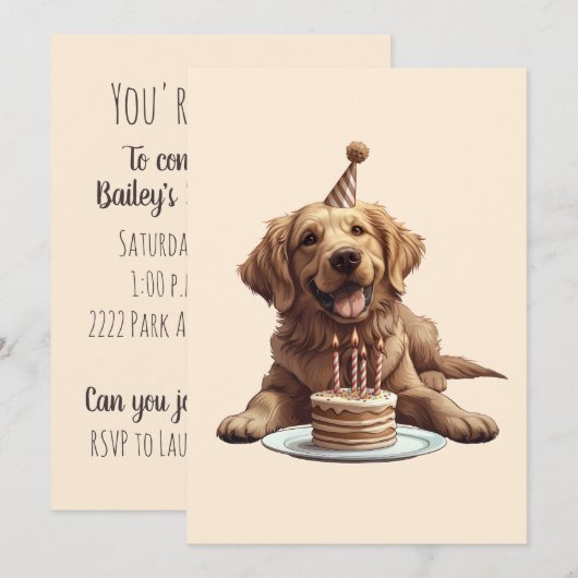 Verjaardag Golden Retriever Dog Kaart (Voorkant / Achterkant)