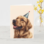 Verjaardag Golden Retriever Dog Kaart (Gele Bloem)