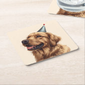Verjaardag Golden Retriever Dog Kartonnen Onderzetters (Schuin)