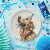 Verjaardag Golden Retriever Dog Papieren Bordje (Feest)