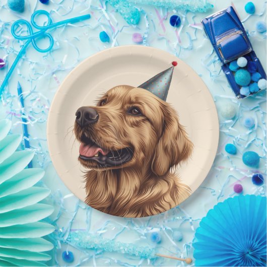 Verjaardag Golden Retriever Dog Papieren Bordje (Feest)