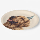 Verjaardag Golden Retriever Dog Papieren Bordje (Gekanteld)