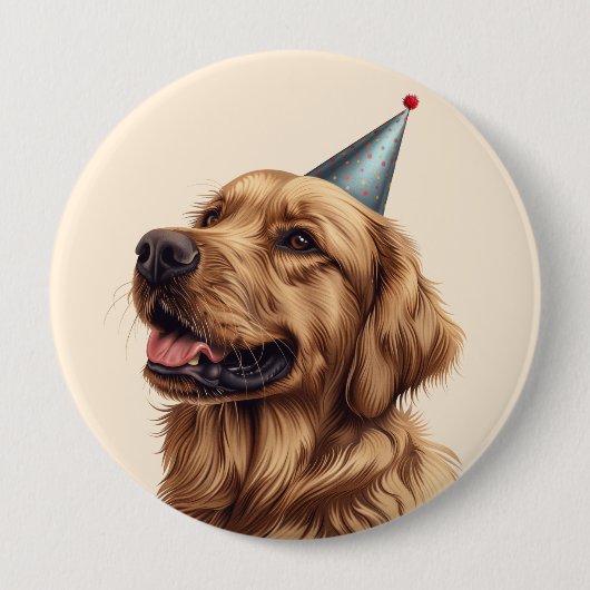 Verjaardag Golden Retriever Dog Ronde Button 4,0 Cm (Voorkant)
