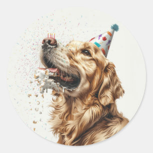 Verjaardag Golden Retriever Dog Ronde Sticker