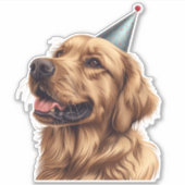 Verjaardag Golden Retriever Dog Sticker (Voorkant)