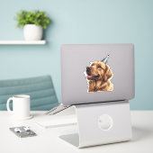Verjaardag Golden Retriever Dog Sticker (Laptop op bureau)
