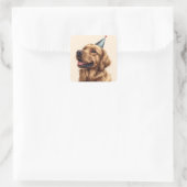 Verjaardag Golden Retriever Dog Vierkante Sticker (Tas)