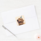 Verjaardag Golden Retriever Dog Vierkante Sticker (Envelop)