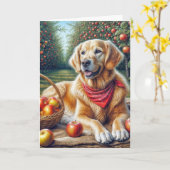 Verjaardag Golden Retriever in Apple Orchard Kaart (Gele Bloem)