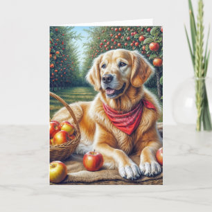 Verjaardag Golden Retriever in Apple Orchard Kaart