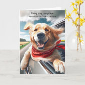 Verjaardag Golden Retriever in autoruit Kaart (Gele Bloem)