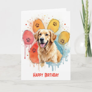 Verjaardag Golden Retriever in een ontwerp met poo Kaart