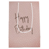 Verjaardag Golden Retriever in roze haarkrulspelde Medium Cadeauzakje (Achterkant)