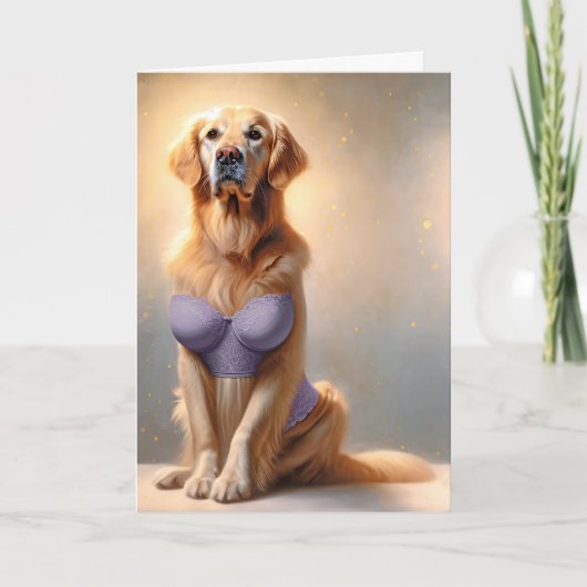 Verjaardag Golden Retriever Lingerie Model Kaart (Voorkant)