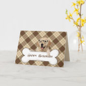 Verjaardag Golden Retriever met bril op plaid Kaart (Gele Bloem)