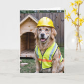 Verjaardag Golden Retriever met een hard Pet Kaart (Gele Bloem)