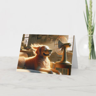 Verjaardag Golden Retriever met Retro Fan Kaart