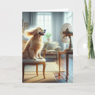 Verjaardag Golden Retriever met Retro Fan Kaart