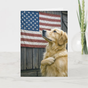 Verjaardag Golden Retriever Met Vlag Kaart