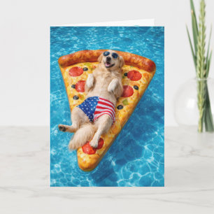 Verjaardag Golden Retriever op een Pizza Luchtbed Kaart